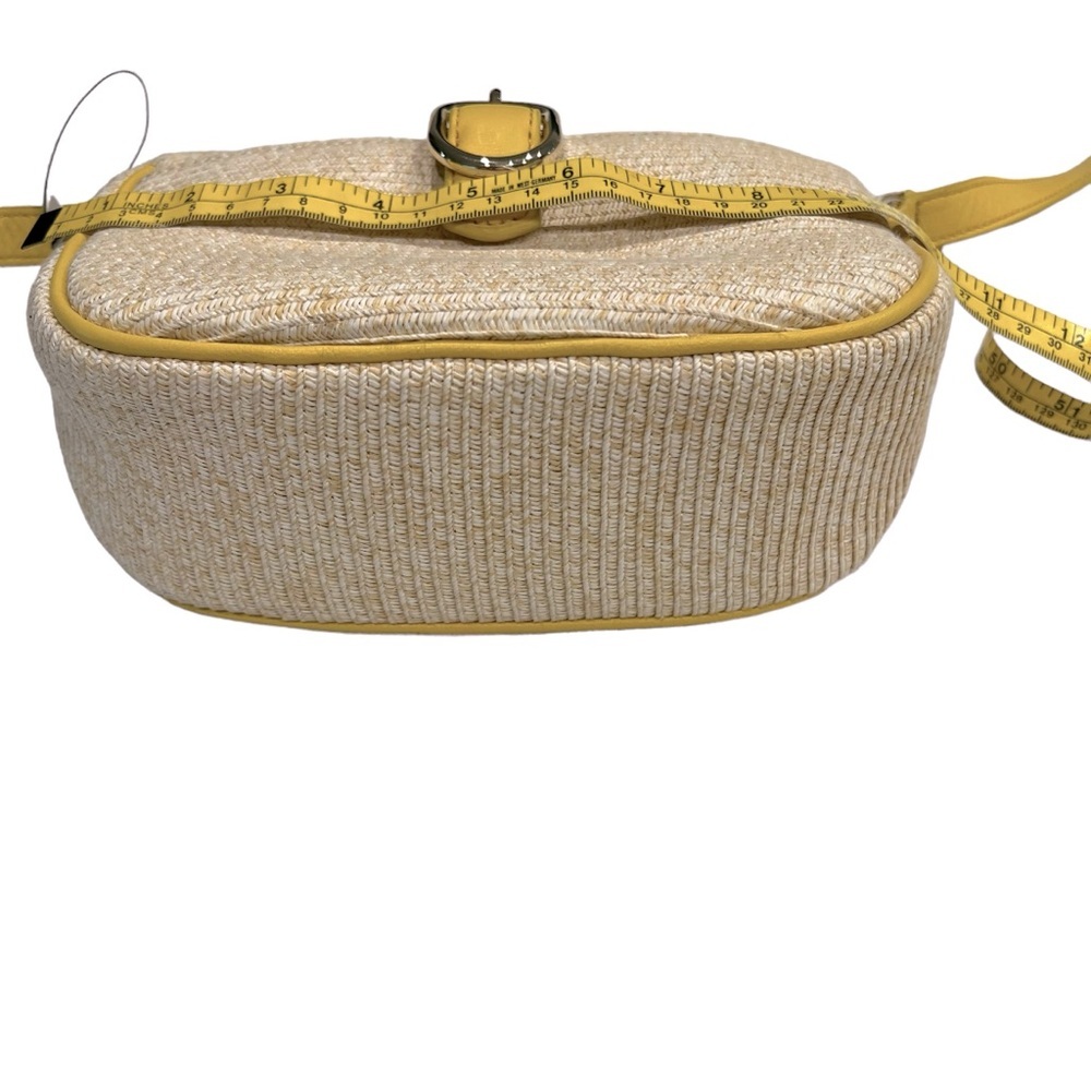 Talbots Straw Crossbody With Leather Trim Yellow Summertime Purse NWT - Picture 6 of 15